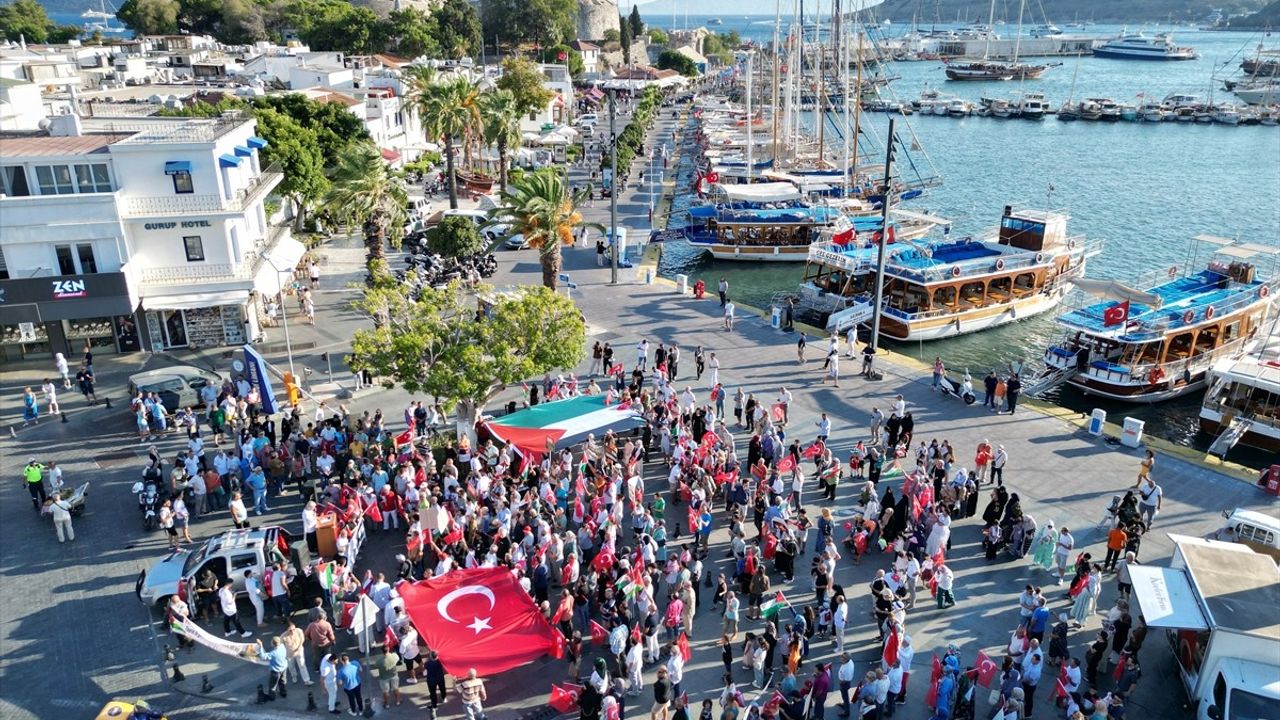 Bodrum'dan Gazze'ye Destek Yürüyüşü: Filistin İçin Ses Verdiler