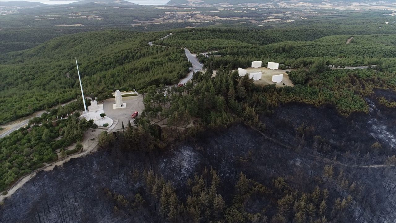 Çanakkale'de Orman Yangını Dron ile Görüntülendi