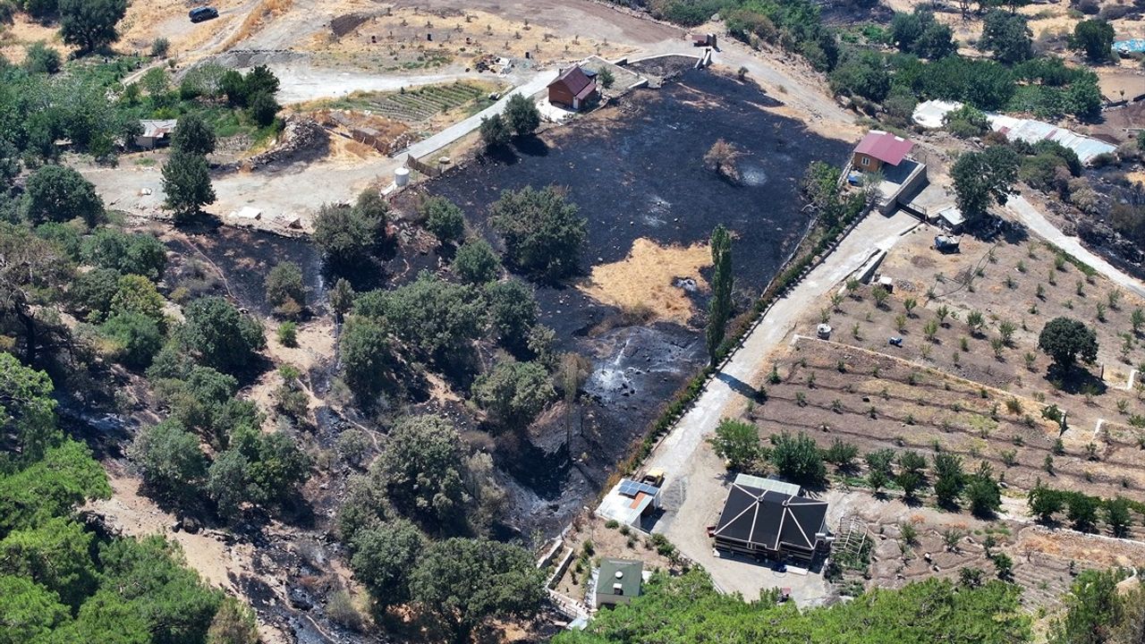 İzmir Yamanlar Dağı'ndaki Yangında Zarar Gören Alanlar Havadan Görüntülendi