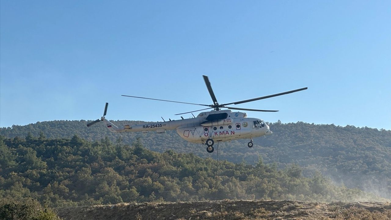 Uşak'ta Otluk Alanda Yangın Mücadelesi