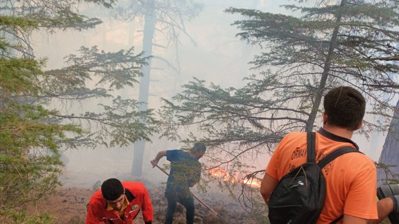 Antalya'da Yıldırım Kaynaklı Orman Yangınına Müdahale Devam Ediyor