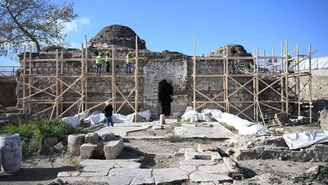 Edirne'de Gazi Mihal Hamamı Restorasyonu Devam Ediyor