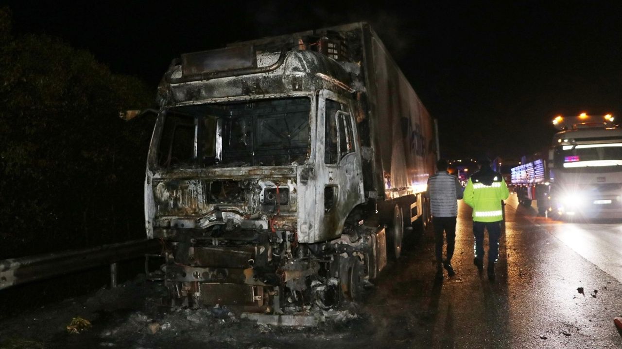 Kocaeli'de Muz Yüklü Tır Yangını