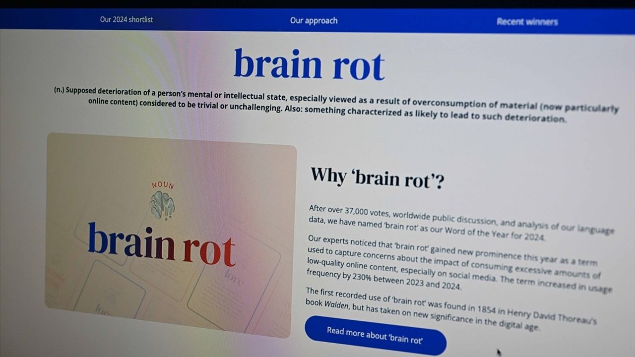 Oxford Sözlüğü 'Beyin Çürümesi'ni Yılın Kelimesi Olarak Seçti