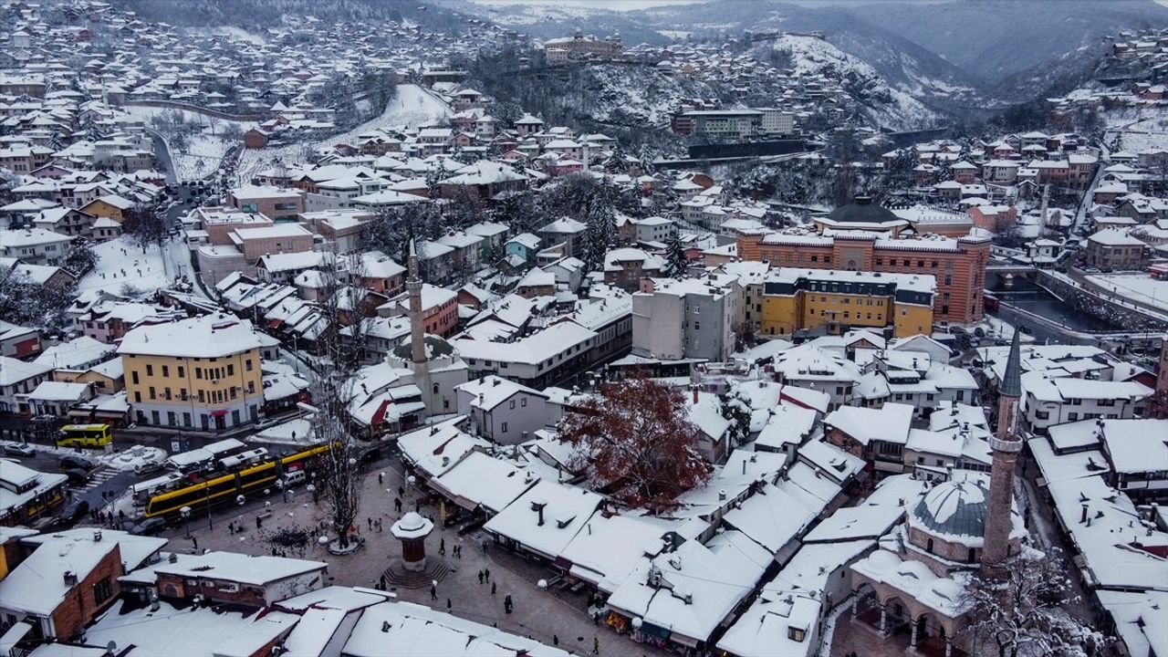 Saraybosna'da Kar Manzaraları Dronla Görüntülendi