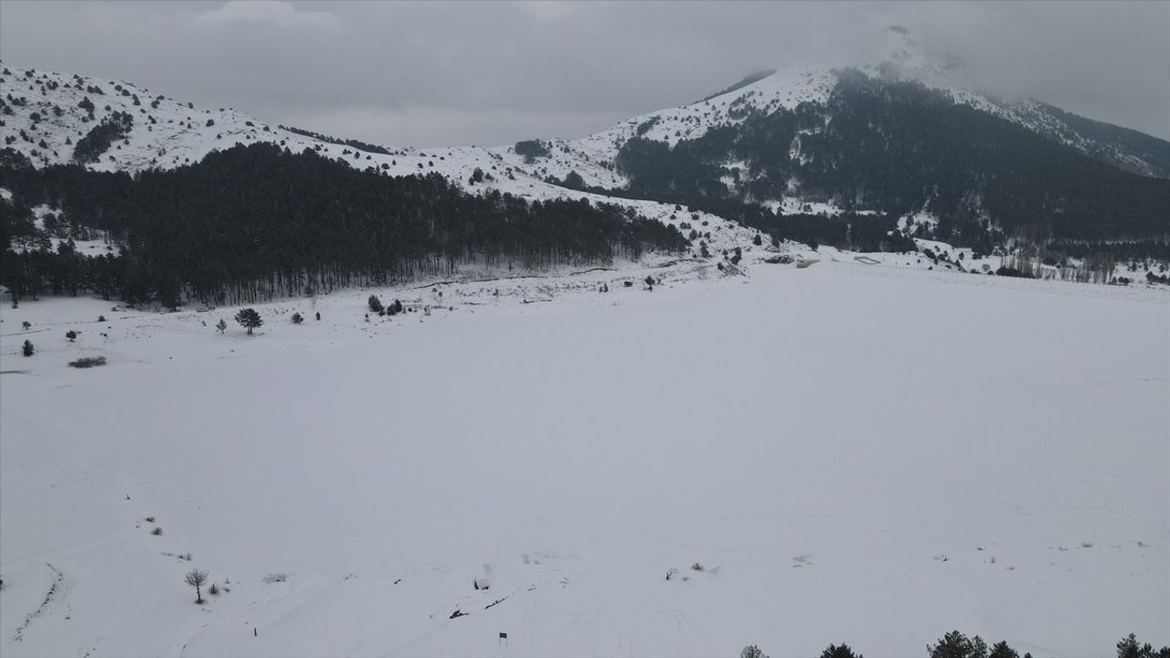 Dikmetaş Göleti Kışın Buzla Kaplandı