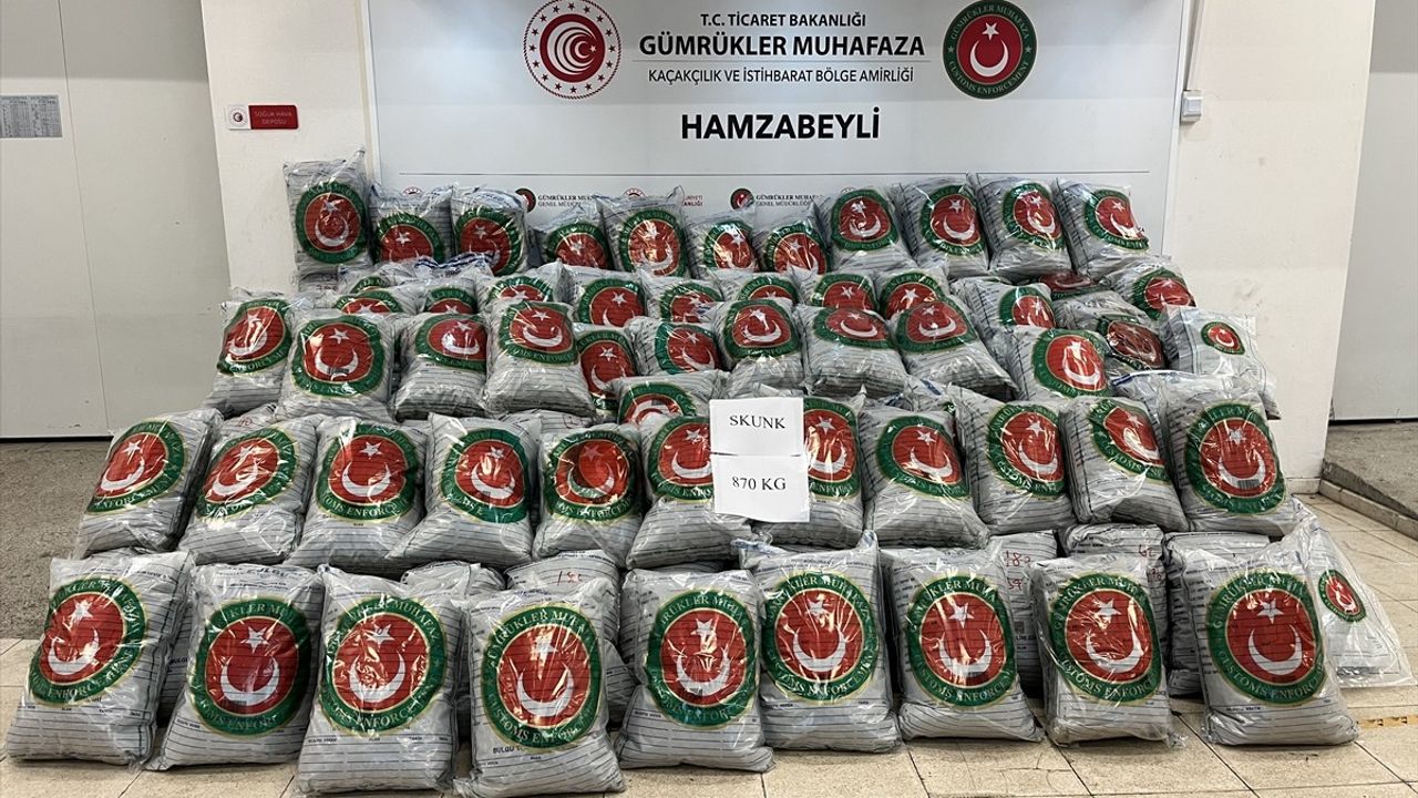 Hamzabeyli Sınır Kapısı'nda Uyuşturucu Operasyonu: 870 Kilogram Skunk Ele Geçirildi