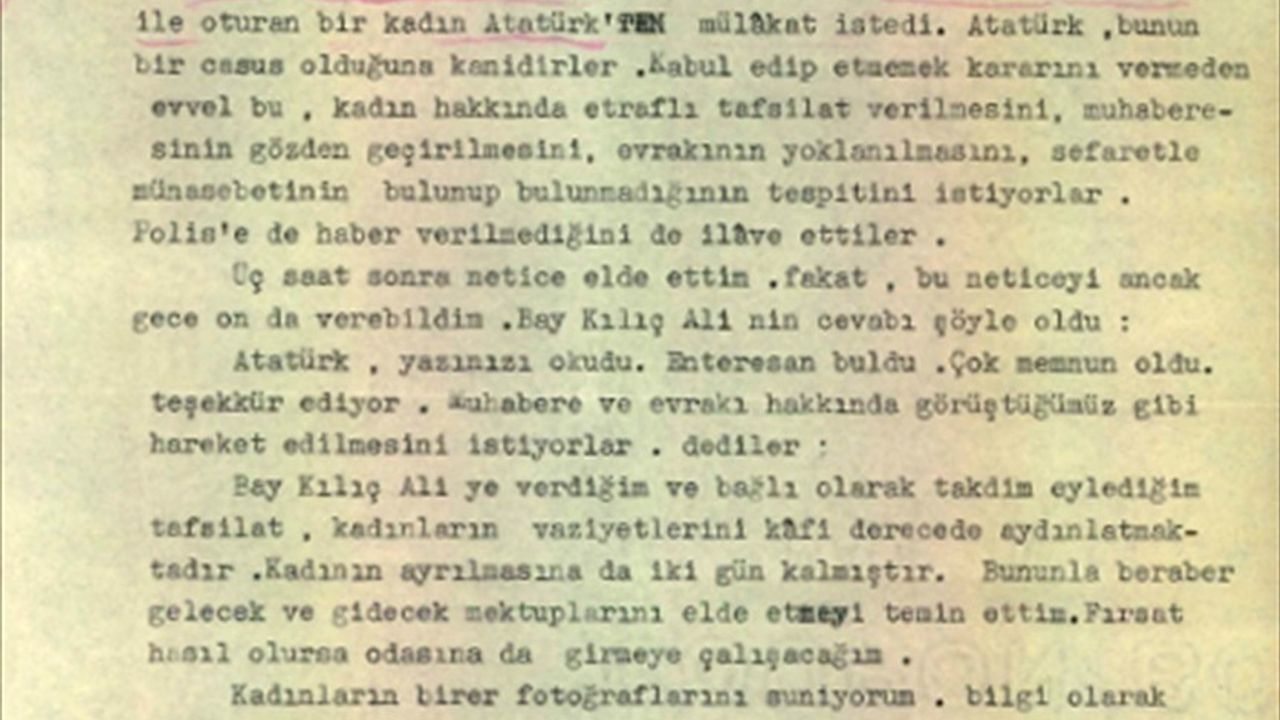 MİT, Atatürk'ten mülakat isteyen İngiliz kadının raporunu açıkladı