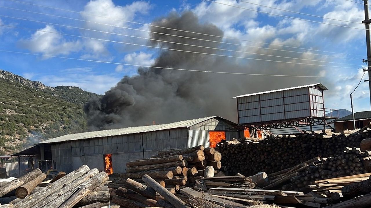 Burdur'daki Kereste Fabrikası Yangınına Müdahale Devam Ediyor