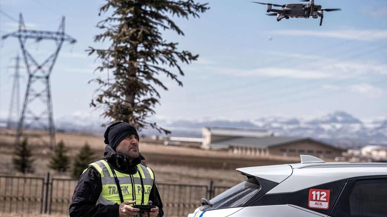 Erzurum'da Dron Destekli Trafik Denetimleri