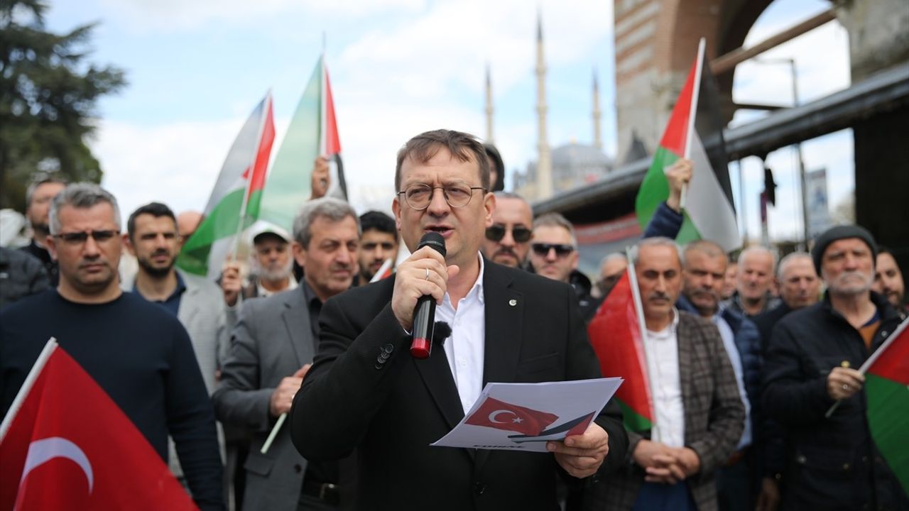 Edirne'de Gazze'de Yaşanan Saldırılara Protesto