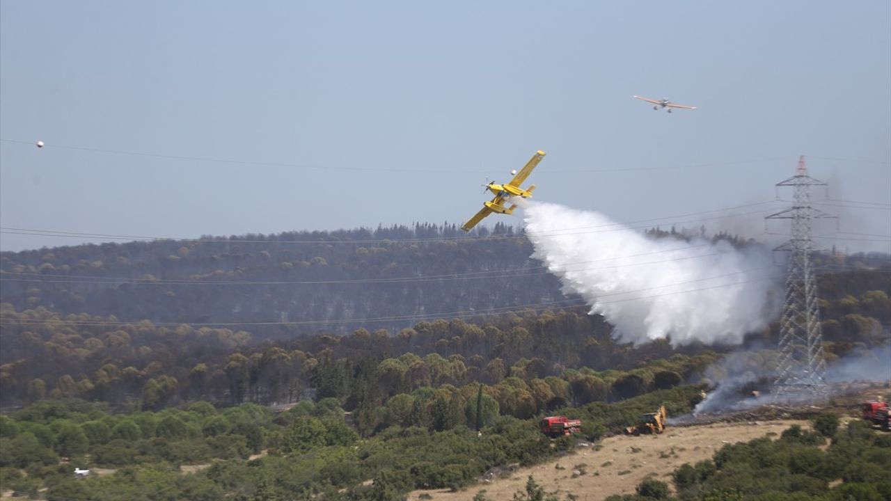 Çanakkale'de Tarım Arazisinden Ormana Sıçrayan Yangına Müdahale Devam Ediyor