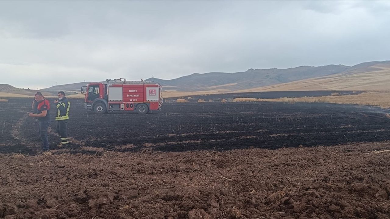 Siirt'te Yıldırım Nedeniyle Tarım Arazisi Yangını