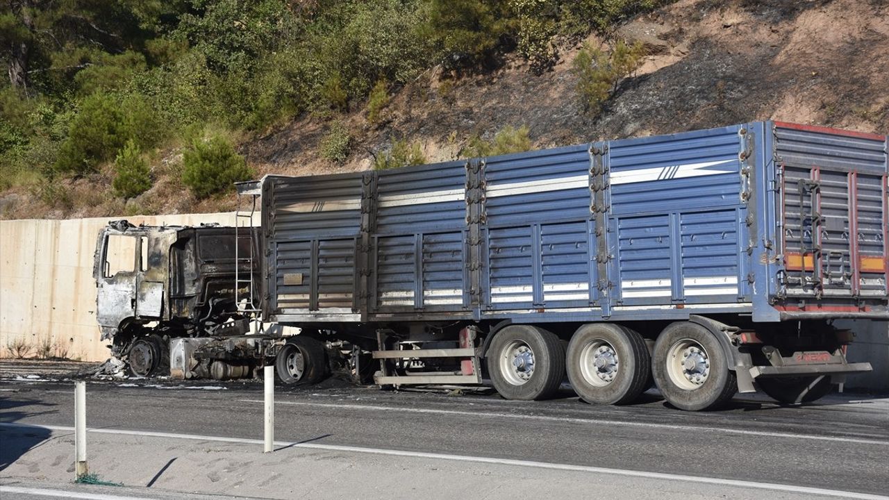 İzmir'de Tır Yangını Havadan ve Karadan Kontrol Altına Alındı