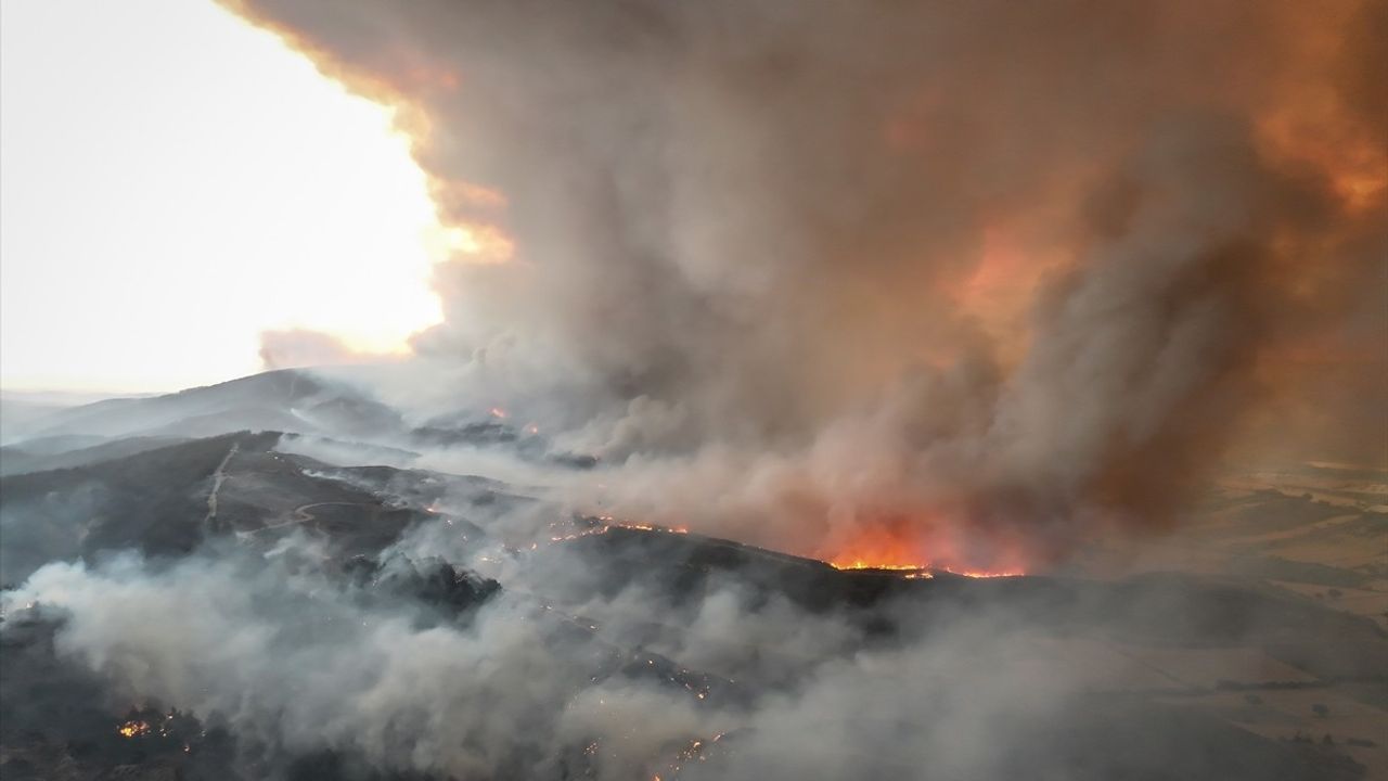 Çanakkale Gelibolu'daki Orman Yangınına Müdahale Sürüyor