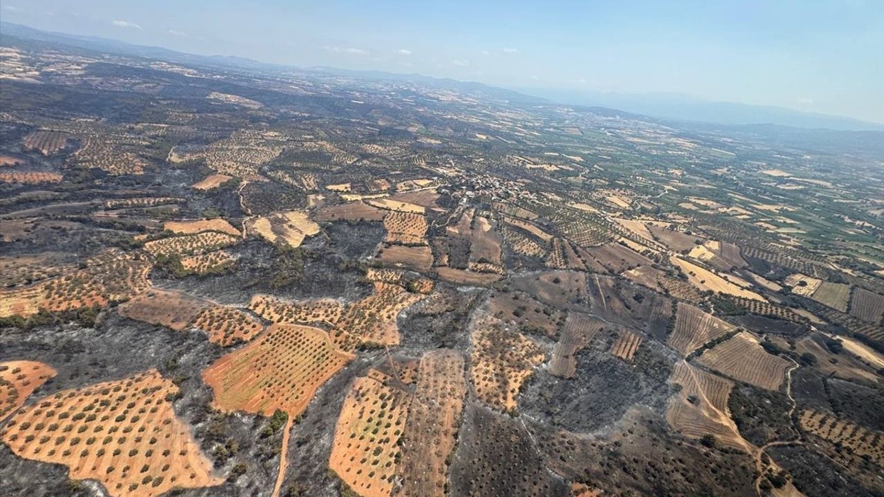 Çanakkale Yangını Helikopterden İncelendi
