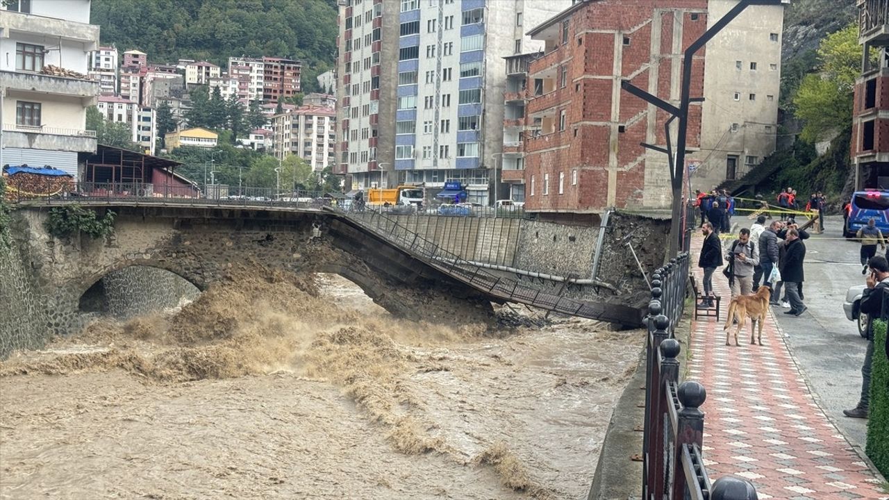 Artvin Borçka'daki Tarihi Kesmetaş Köprü Çöktü