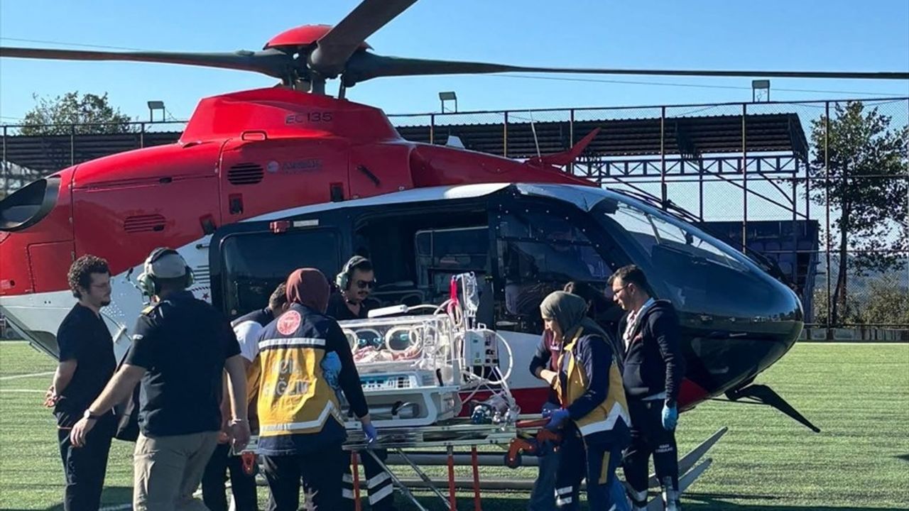 Ordu'da Ambulans Helikopterle Bebek Sevk Edildi