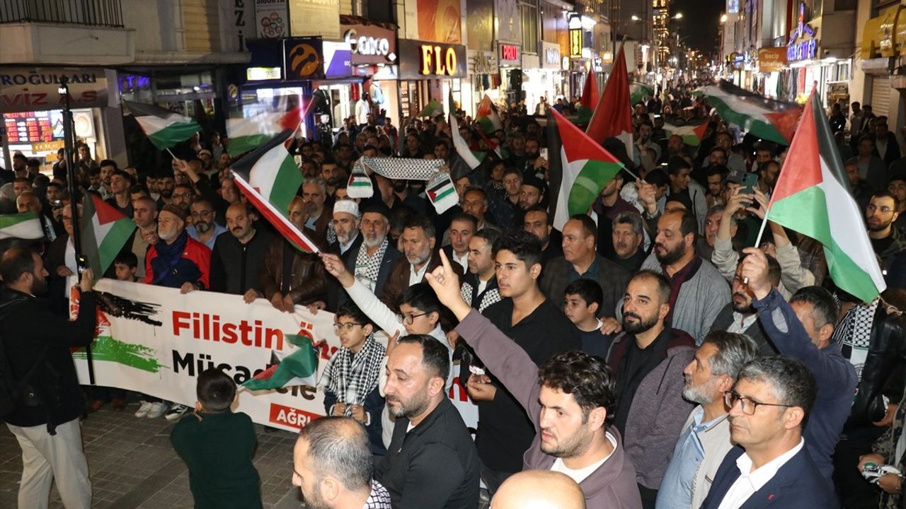 Ağrı'da Gazze İçin Destek Yürüyüşü