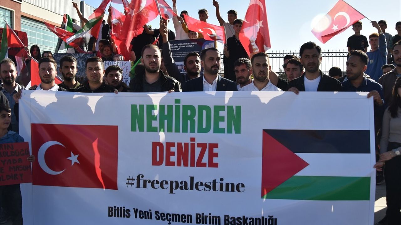 Bitlis'te Filistin İçin Destek Yürüyüşü Yapıldı