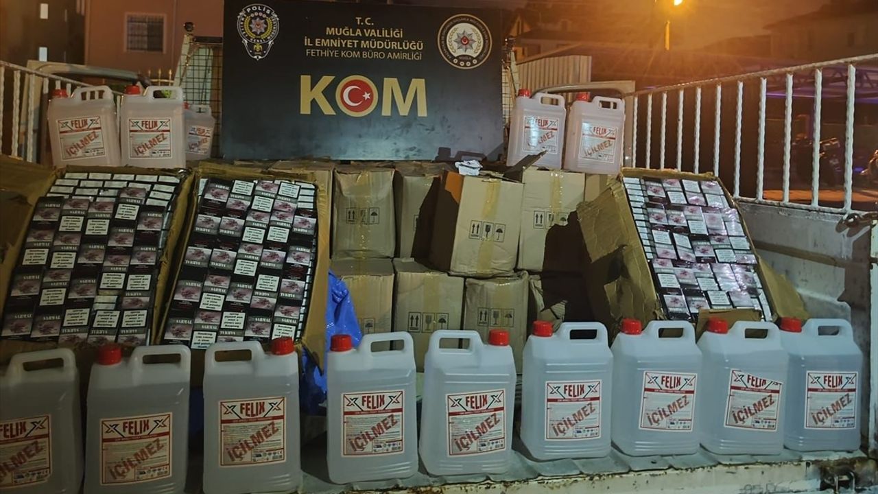 Fethiye'de Kaçak Alkol Operasyonu: 1 Ton Etil Alkol ve 1 Ton Sahte Şarap Ele Geçirildi