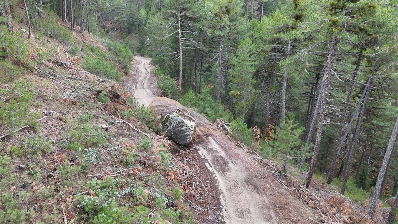 Kütahya'da Deprem Sonrası Yamaç Kayanın Yol Kapaması