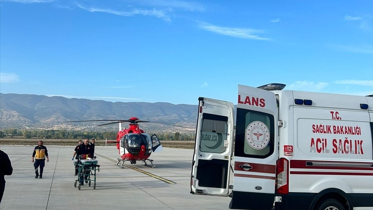 Tokat'ta Yanık Tedavisi İçin Ambulans Helikopter Havalandı