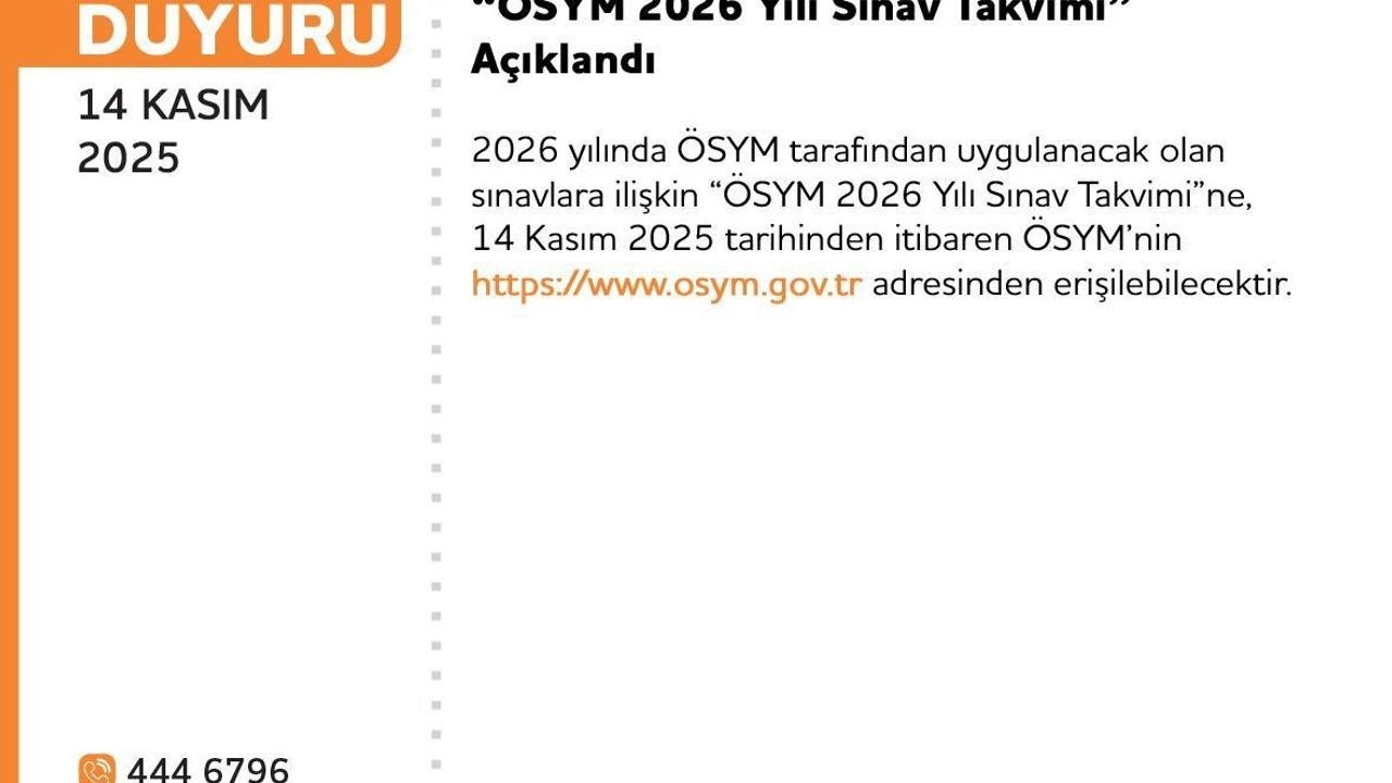 2026 ÖSYM Sınav Takvimi Açıklandı