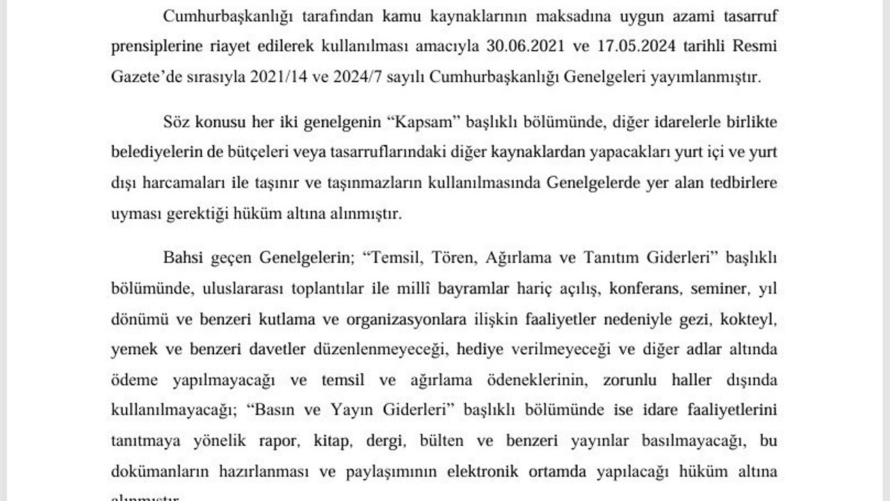 Altınordu Belediyesi'nin Tasarruf Tedbirlerine Aykırı Harcamaları: 9,9 Milyon TL