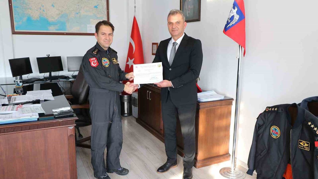 Aydın Jandarma Helikopter Filo Komutanlığı'na Teşekkür Belgesi