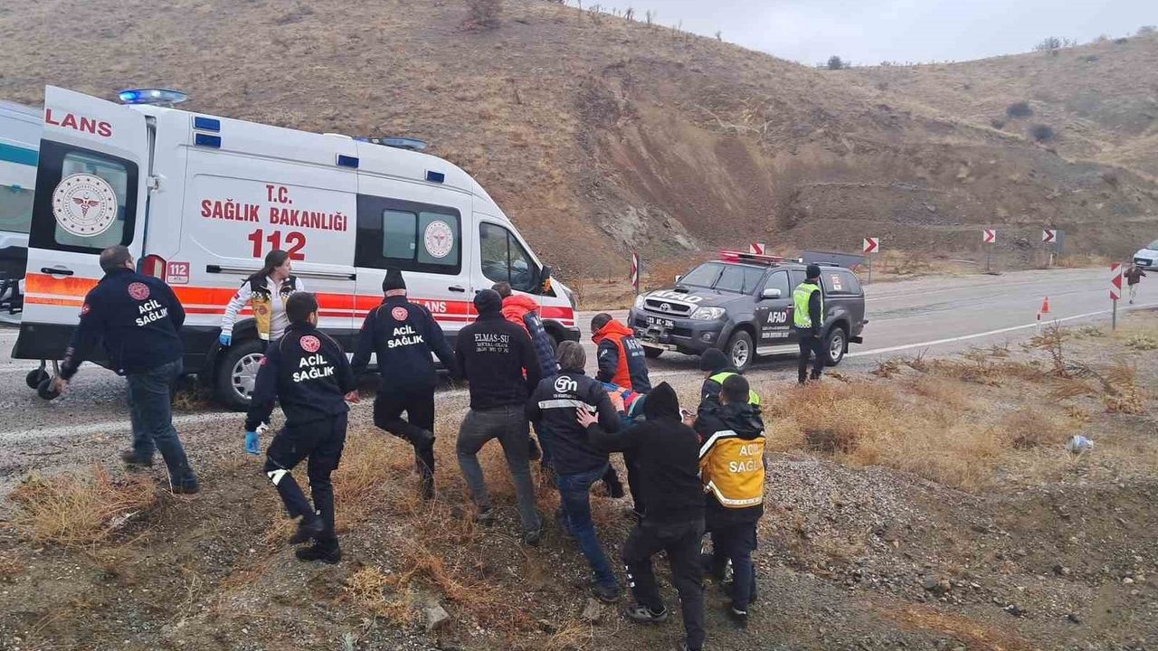 Elazığ'da Pikap Şarampole Uçtu, İki Kişi Yaralandı