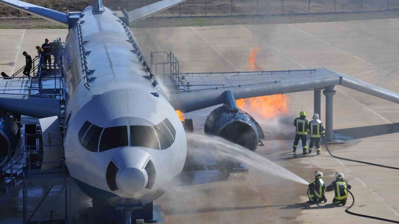 Erzincan Havalimanı’nda Uçak Yangın Tatbikatı Gerçekleştirildi