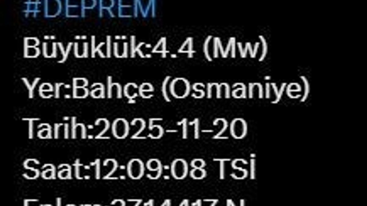 Osmaniye'de 4.4 Büyüklüğünde Deprem Gerçekleşti