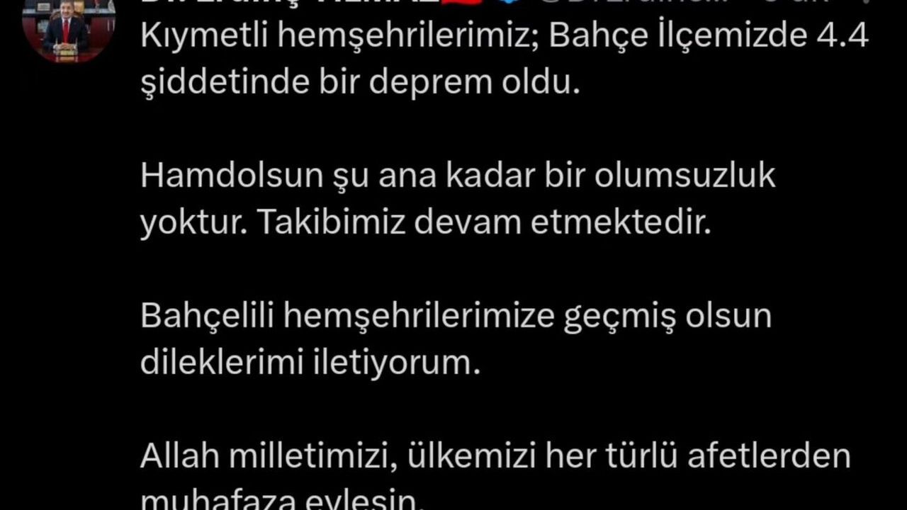 Osmaniye Valisi Yılmaz'dan Depremle İlgili Açıklama