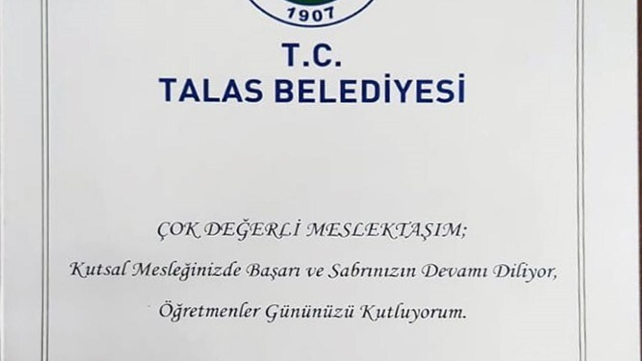 Talas'tan Anlamlı Öğretmenler Günü Hediyesi