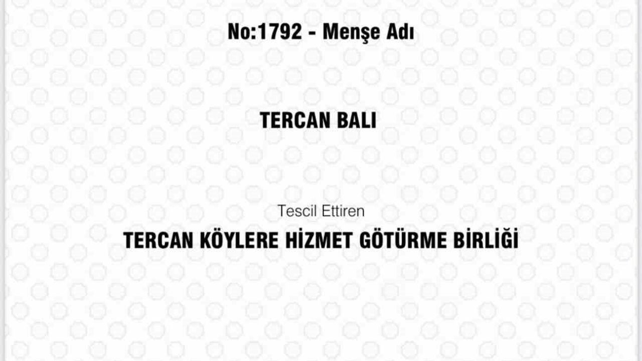 Tercan Balı Coğrafi İşaret Aldı