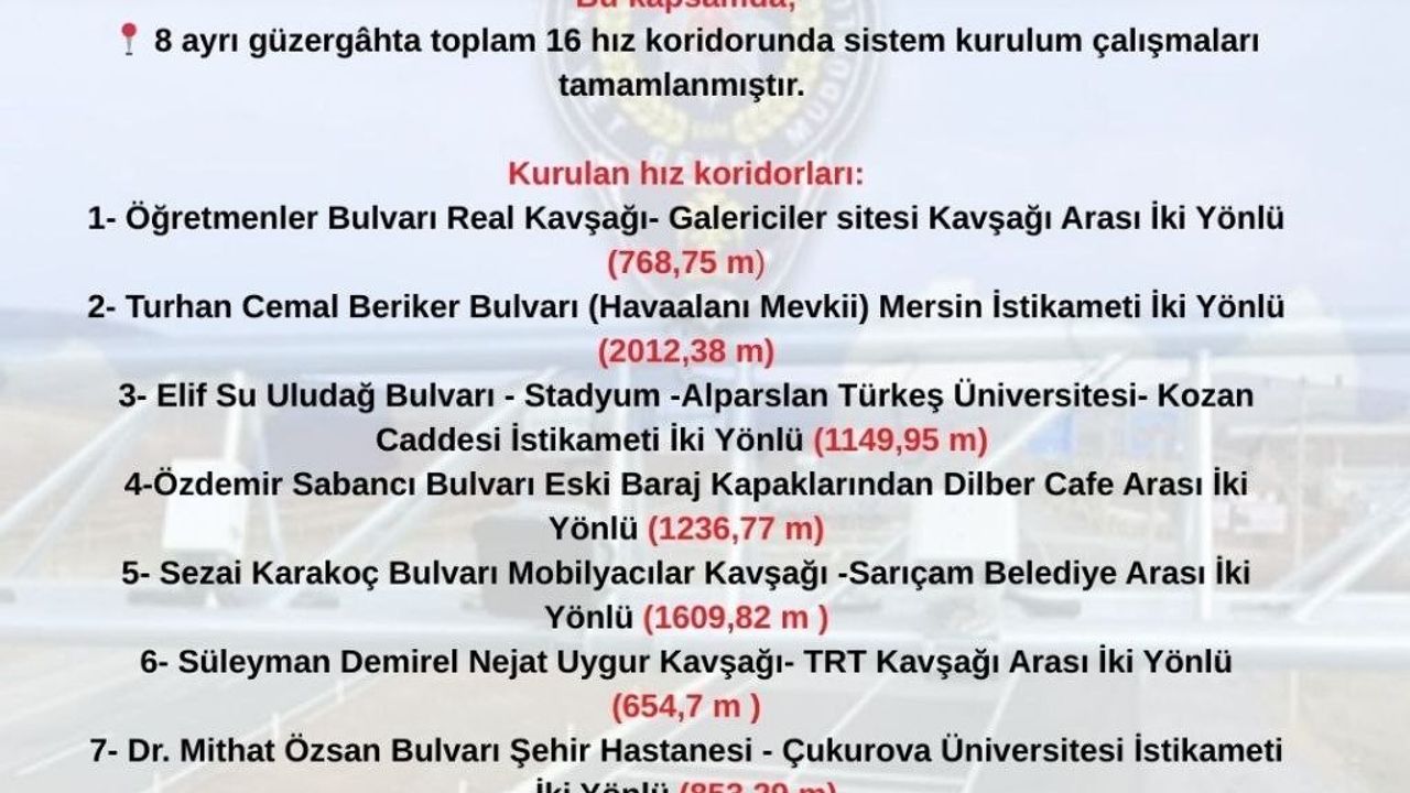Adana'da Hız Denetimleri Başlıyor
