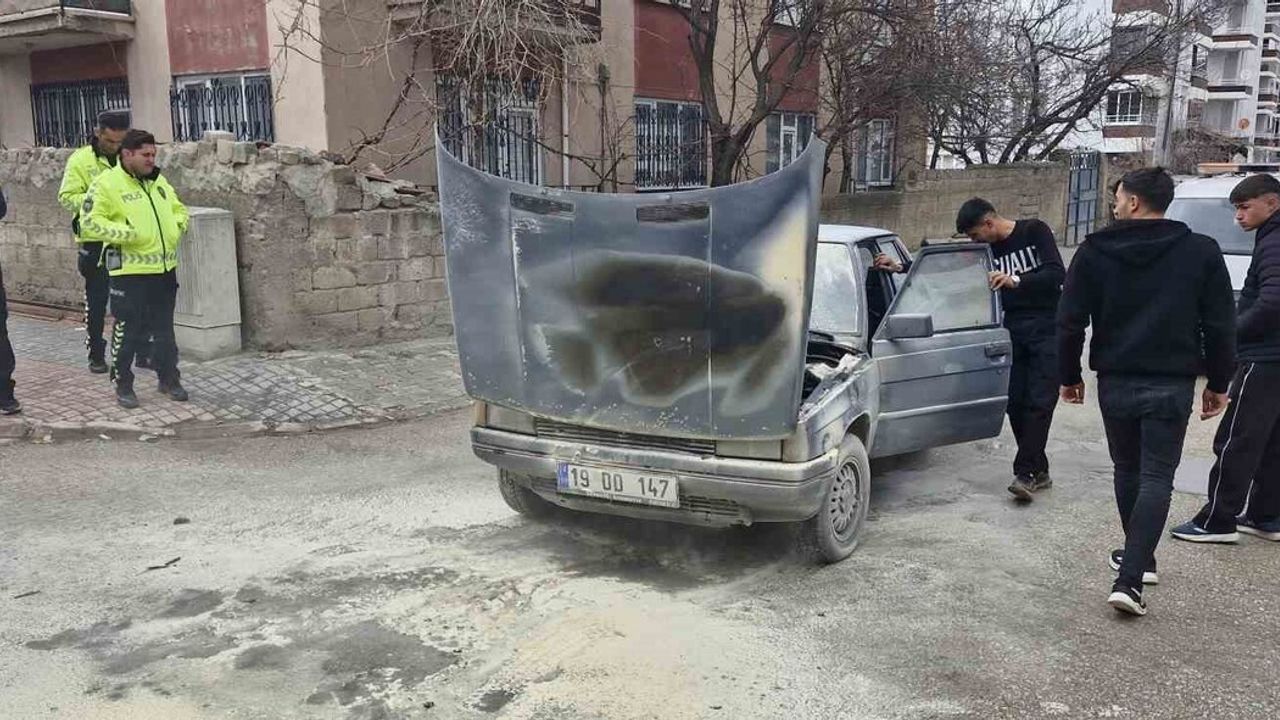 Alaca'da Araç Yangını