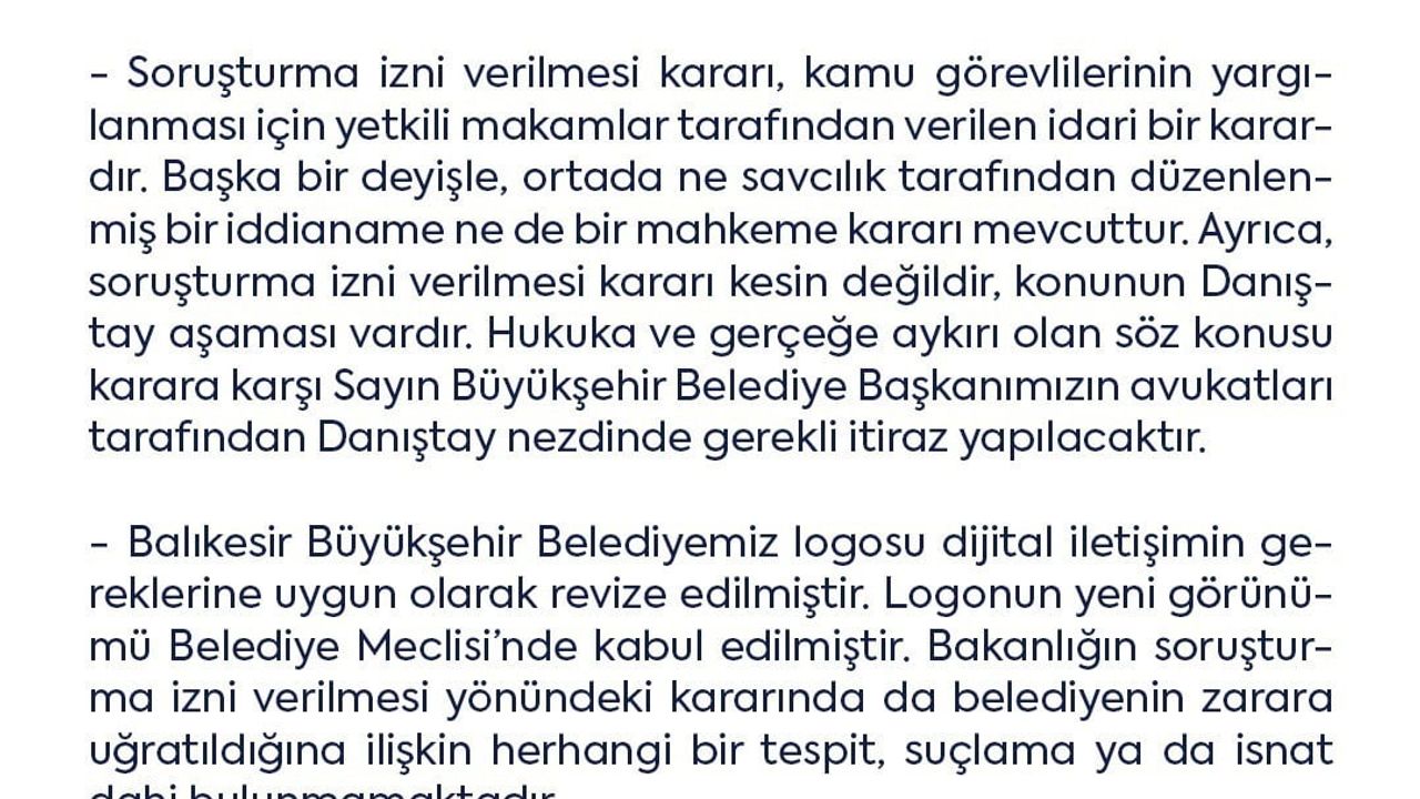 Balıkesir Büyükşehir Belediyesi'nden Logo Değişikliği Açıklaması