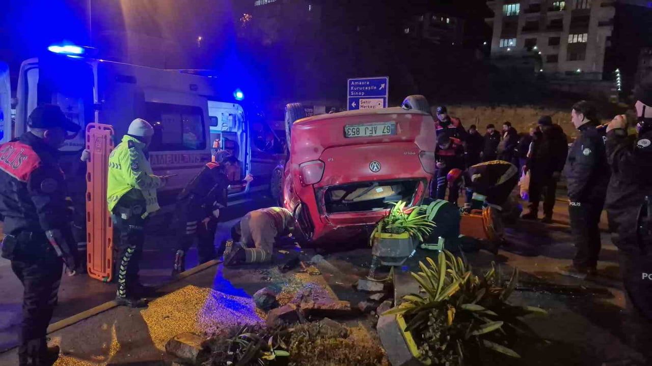 Bartın'da Polis Takibi Sonrası Takla Atan Araçta 3 Yaralı