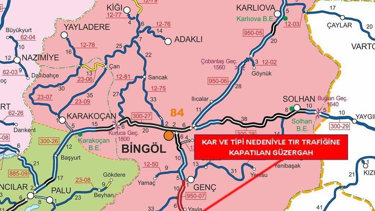 Bingöl-Diyarbakır Karayolu Tır Trafiğine Kapatıldı