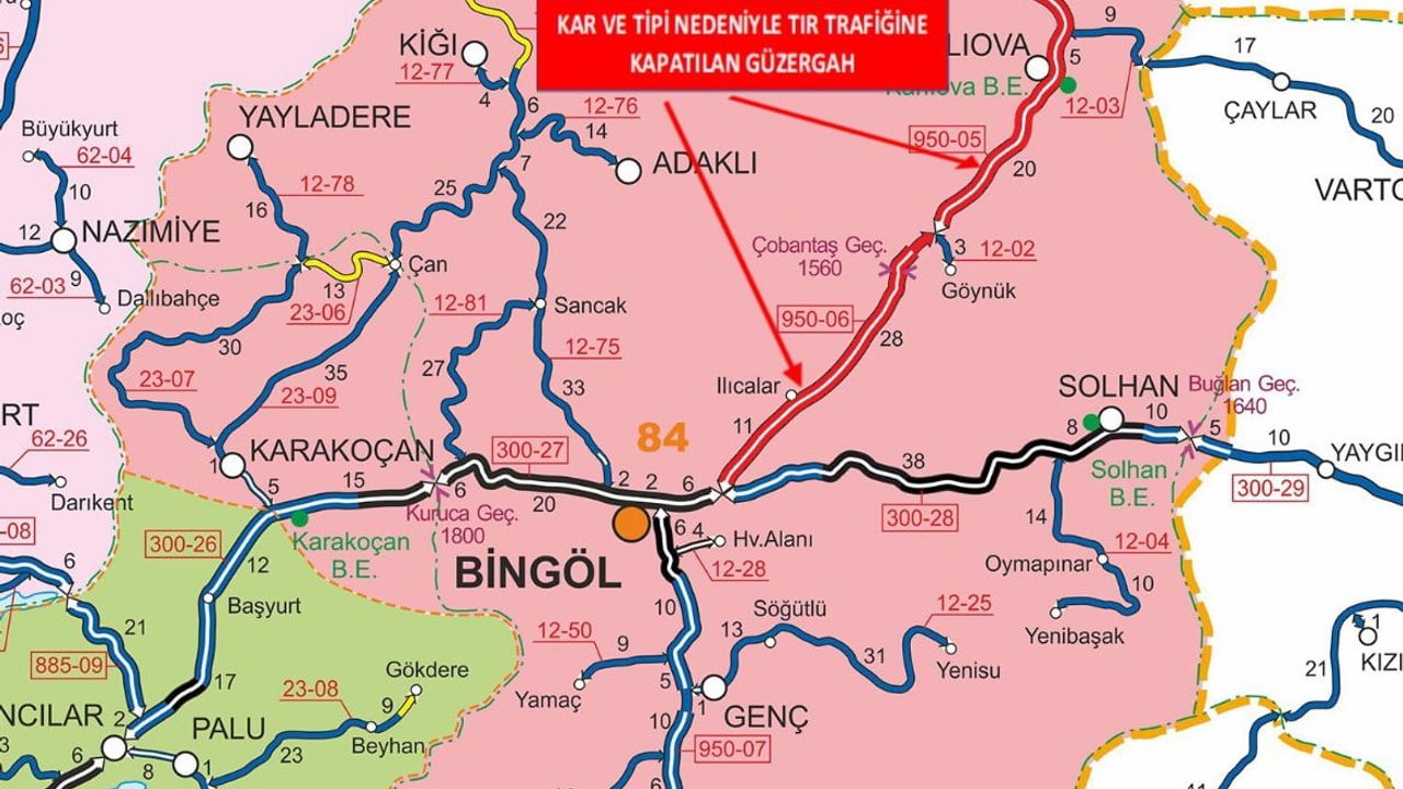 Bingöl-Erzurum Karayolu Tır Trafiğine Kapatıldı
