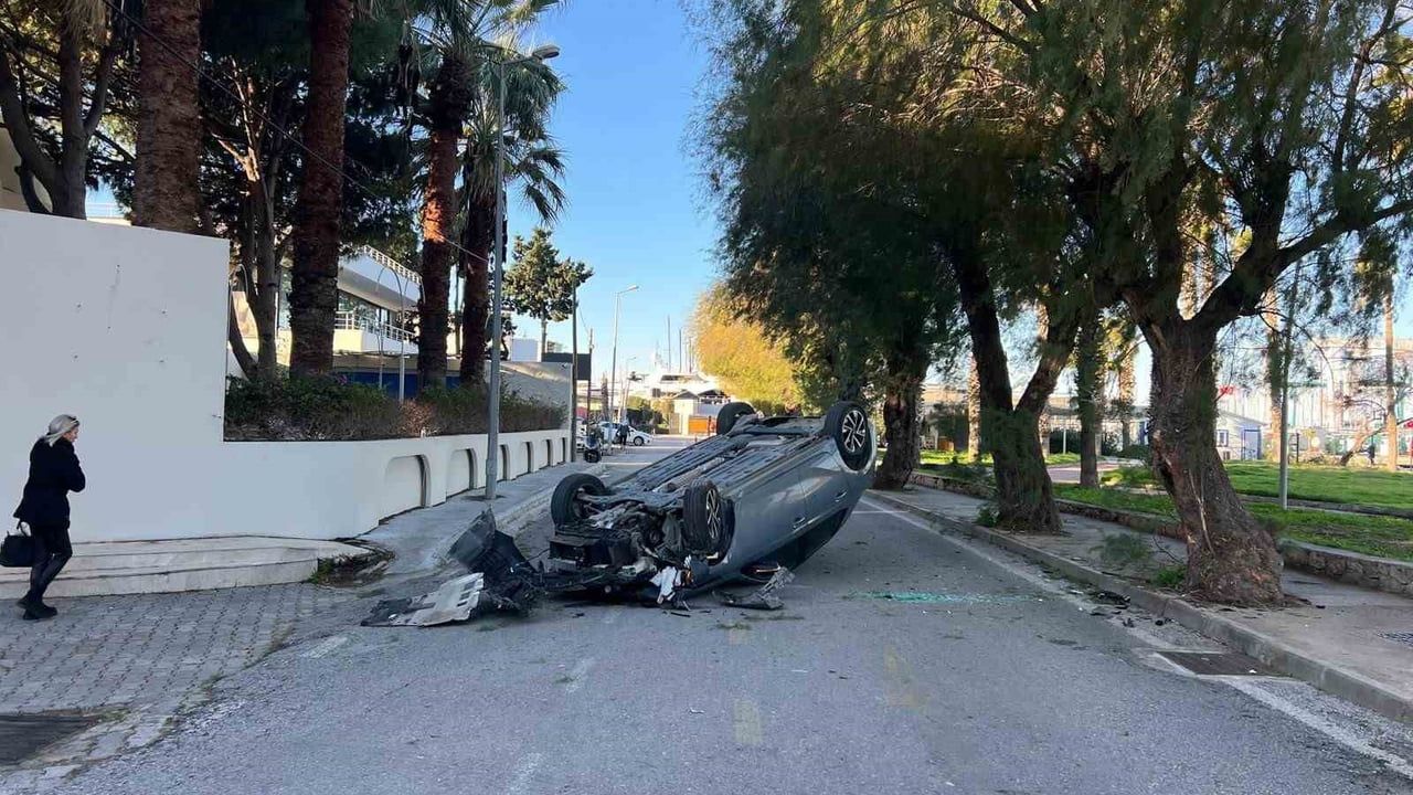 Bodrum'da Takla Atan Araçtan Sağ Kurtuluş
