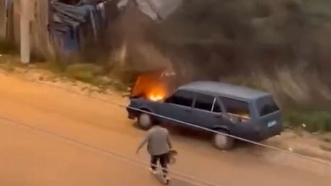 Bolu'da Sürücü Dehşeti Yaşadı: Yangına Kovayla Müdahale