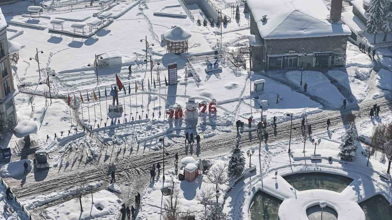 Bolu'daki Kar Manzarası Havadan Görüntülendi