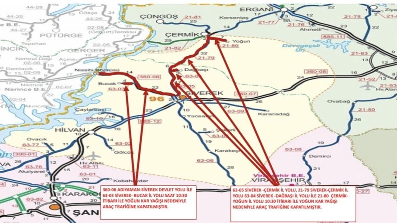 Çermik - Siverek Karayolu Ulaşıma Kapandı