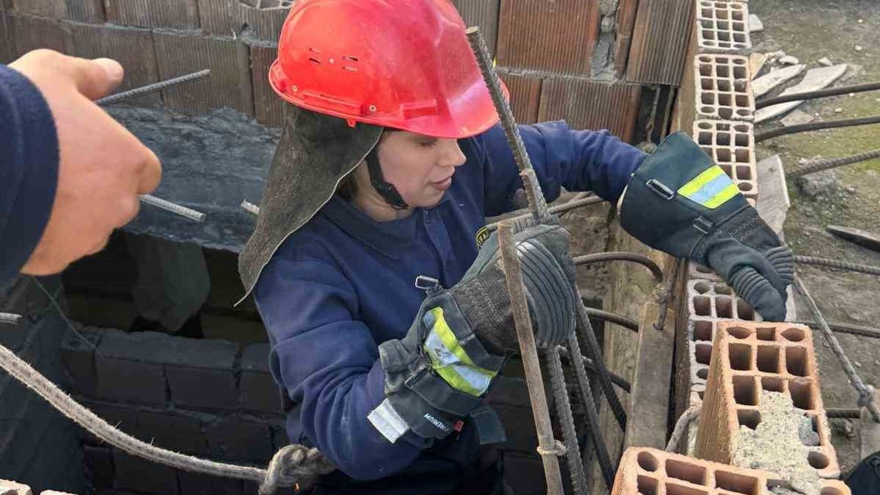 Cizre'de İtfaiye Ekipleri Mahsur Kalan Kediyi Kurtardı