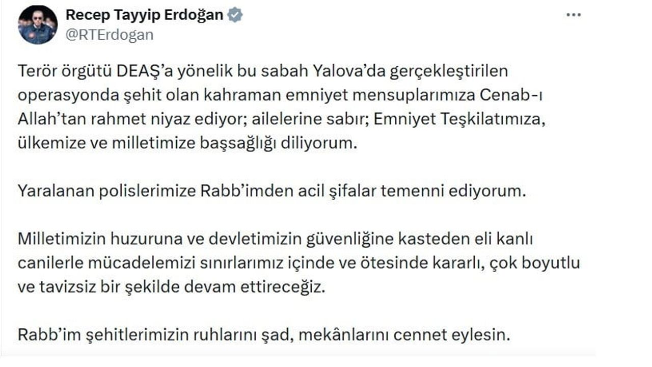 Cumhurbaşkanı Erdoğan'dan Terörle Mücadele Vurgusu