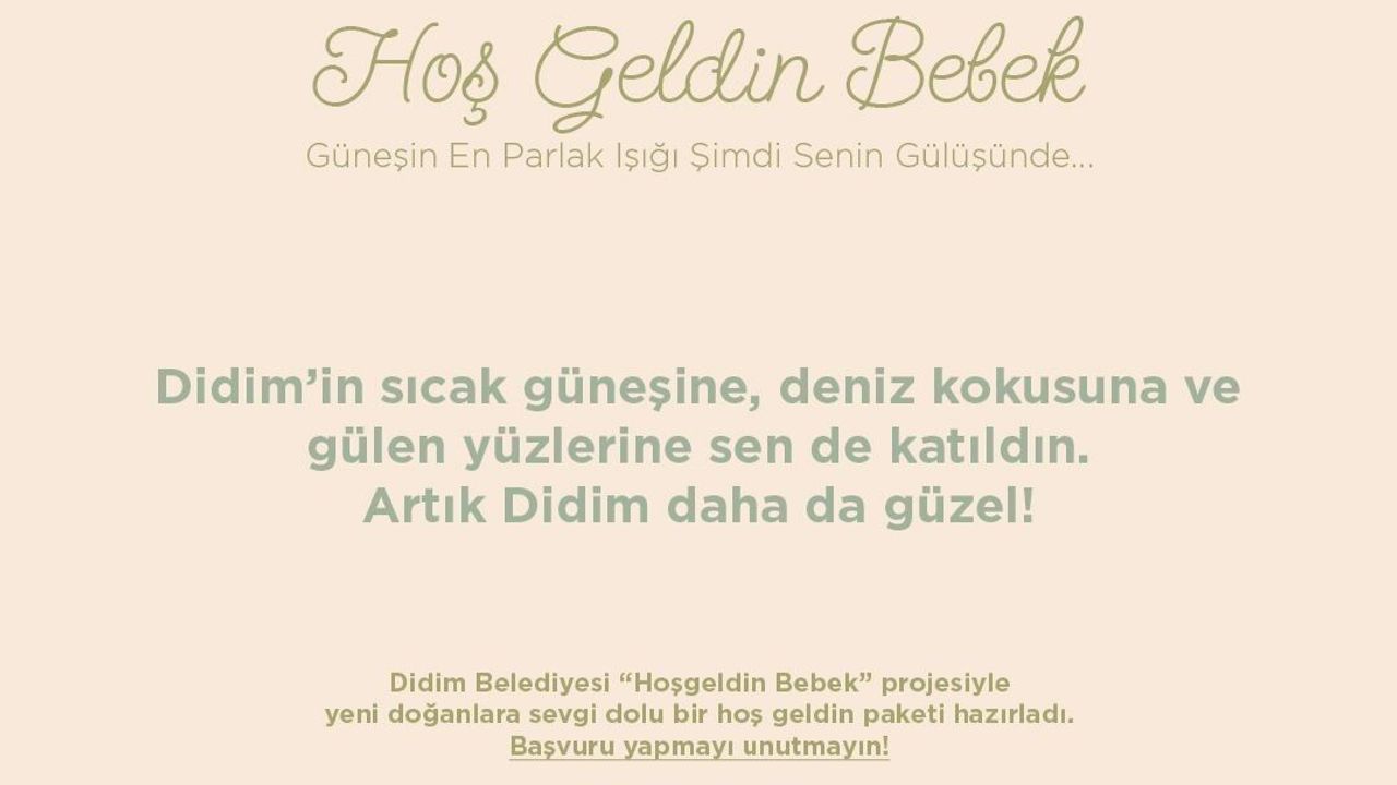 Didim'de 'Hoş Geldin Bebek' Projesi Devam Ediyor