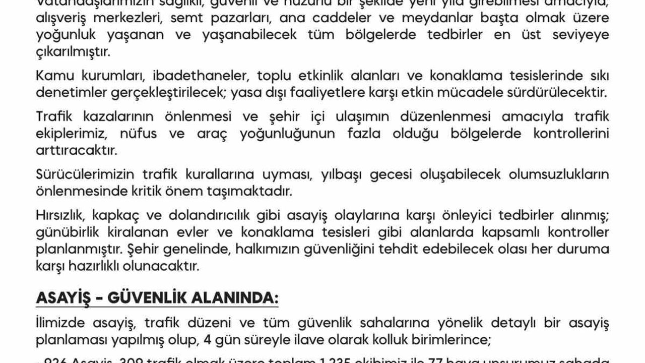 Diyarbakır'da Yılbaşı İçin Güvenlik Önlemleri